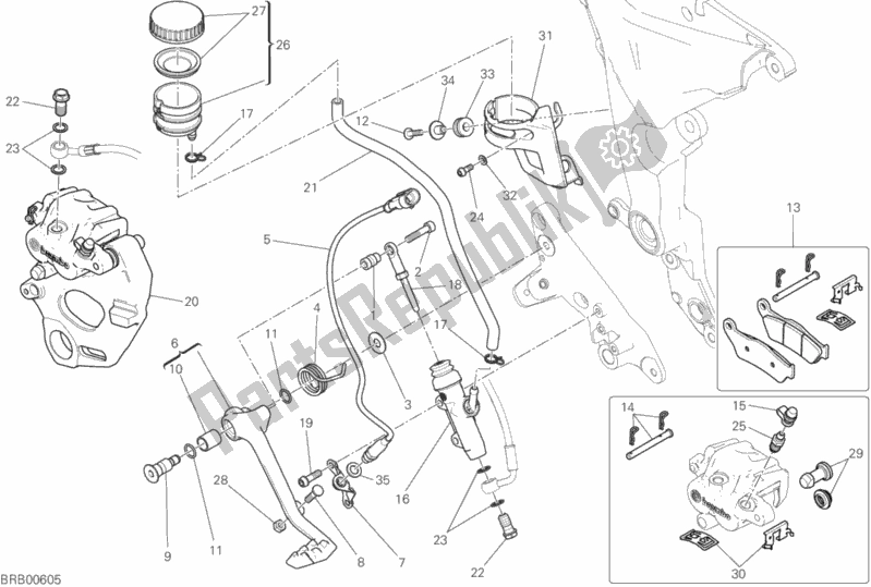 Todas las partes para Sistema De Frenado Trasero de Ducati Multistrada 950 S SW USA 2020